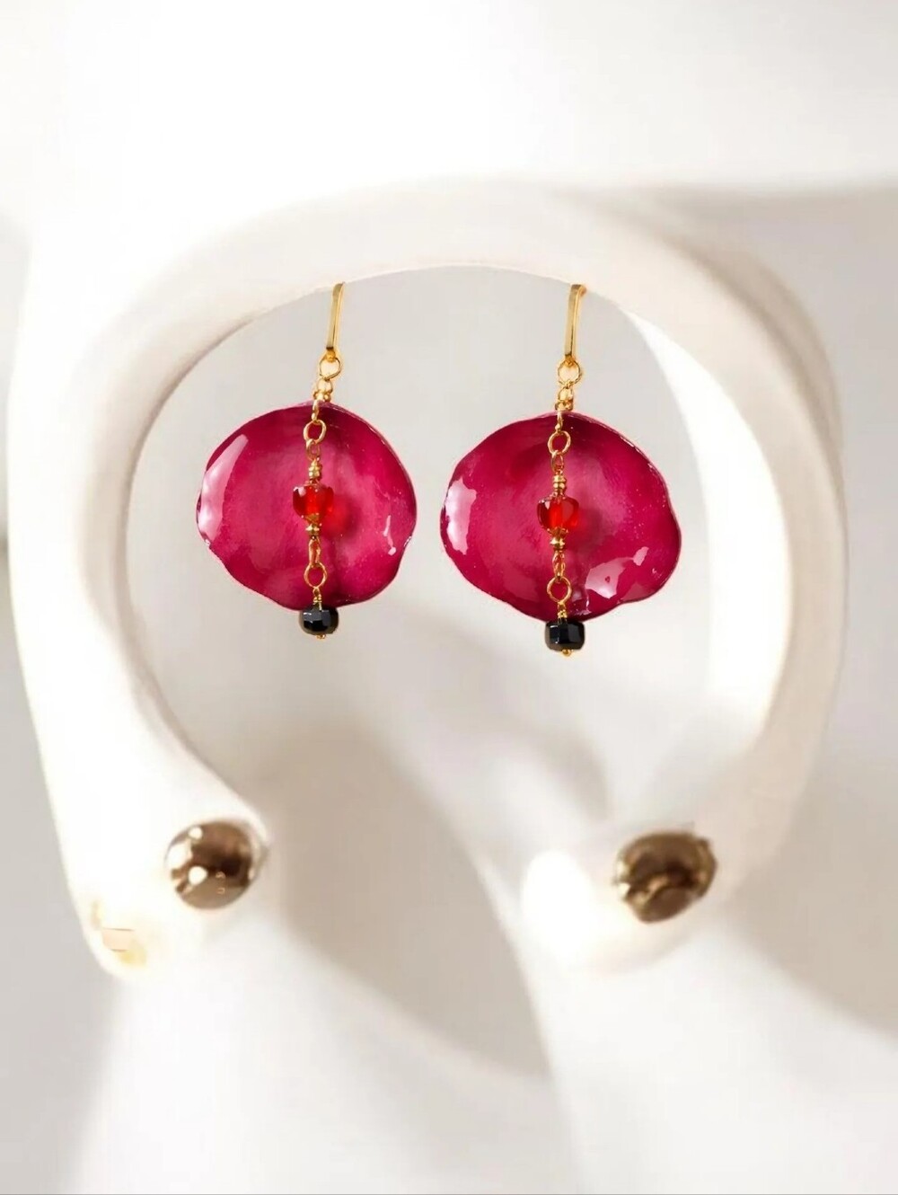 #449 HAND CRAFTED Earrings handcrafted handmade Orchid Resin Assymetrical